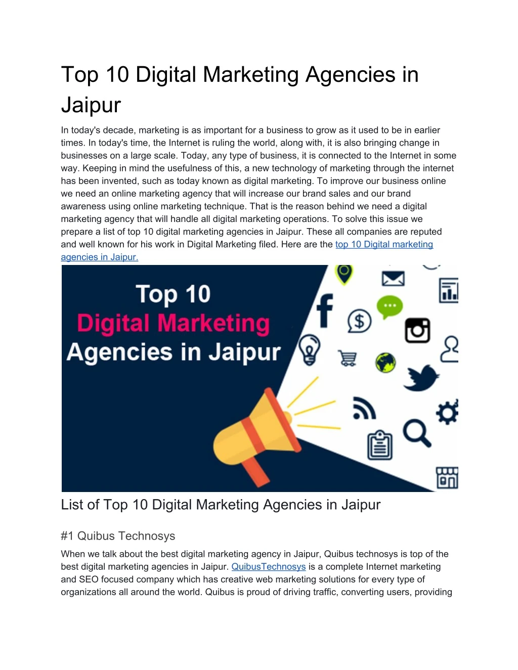 top 10 digital marketing agencies in jaipur
