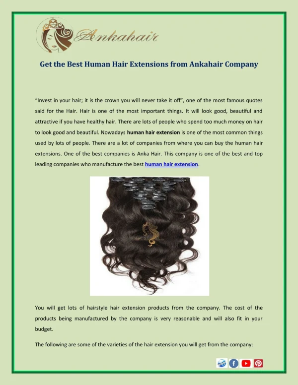 Get the Best Human Hair Extensions from Ankahair Company