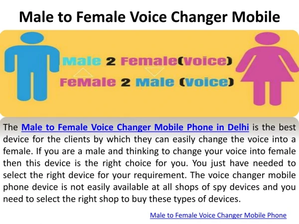 Male to Female Voice Changer Mobile Phone