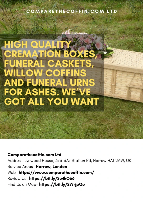 High quality cremation boxes, funeral caskets, willow coffins and funeral urns for ashes. We’ve got all you want