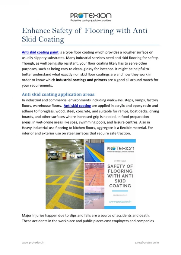 Enhance Safety of Flooring with Anti Skid Coating