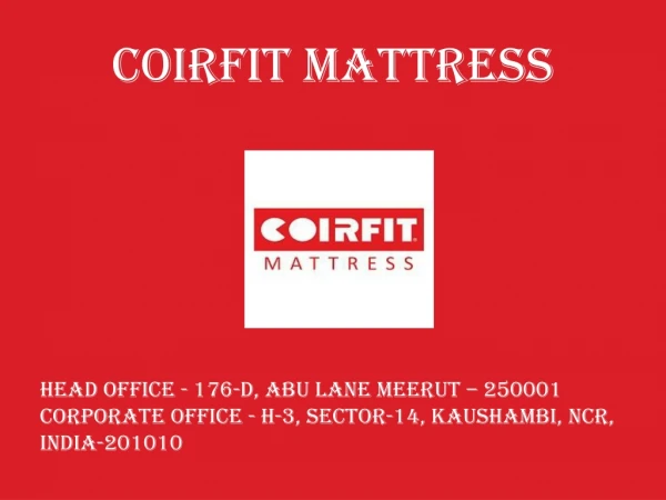Coirfit Mattress Online Portal