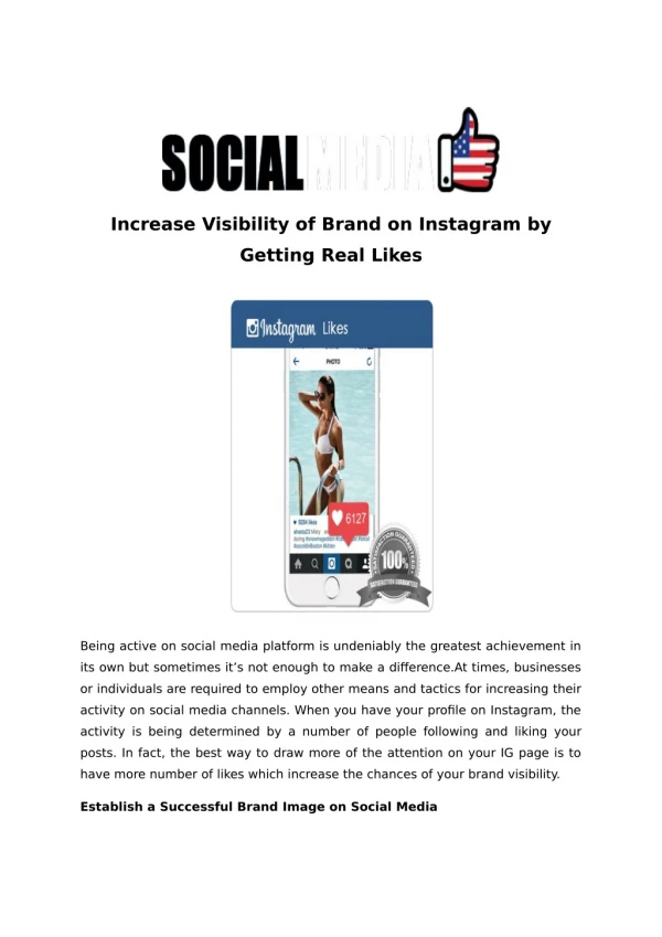 Increase Visibility of Brand on Instagram by Getting Real Likes