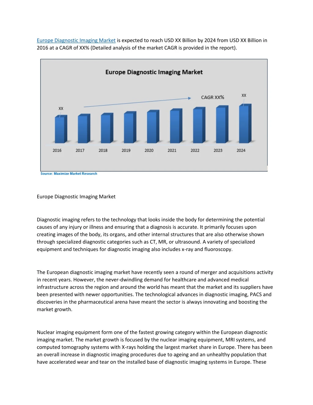 europe diagnostic imaging market is expected