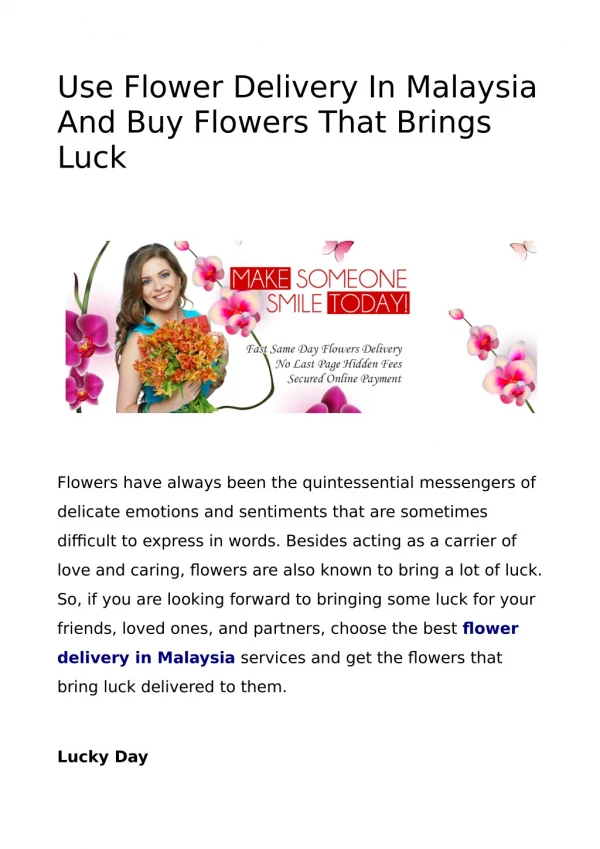 Use Flower Delivery In Malaysia And Buy Flowers That Brings Luck