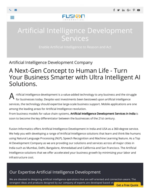 Artificial Intelligence Development Company | Fusion Informatics
