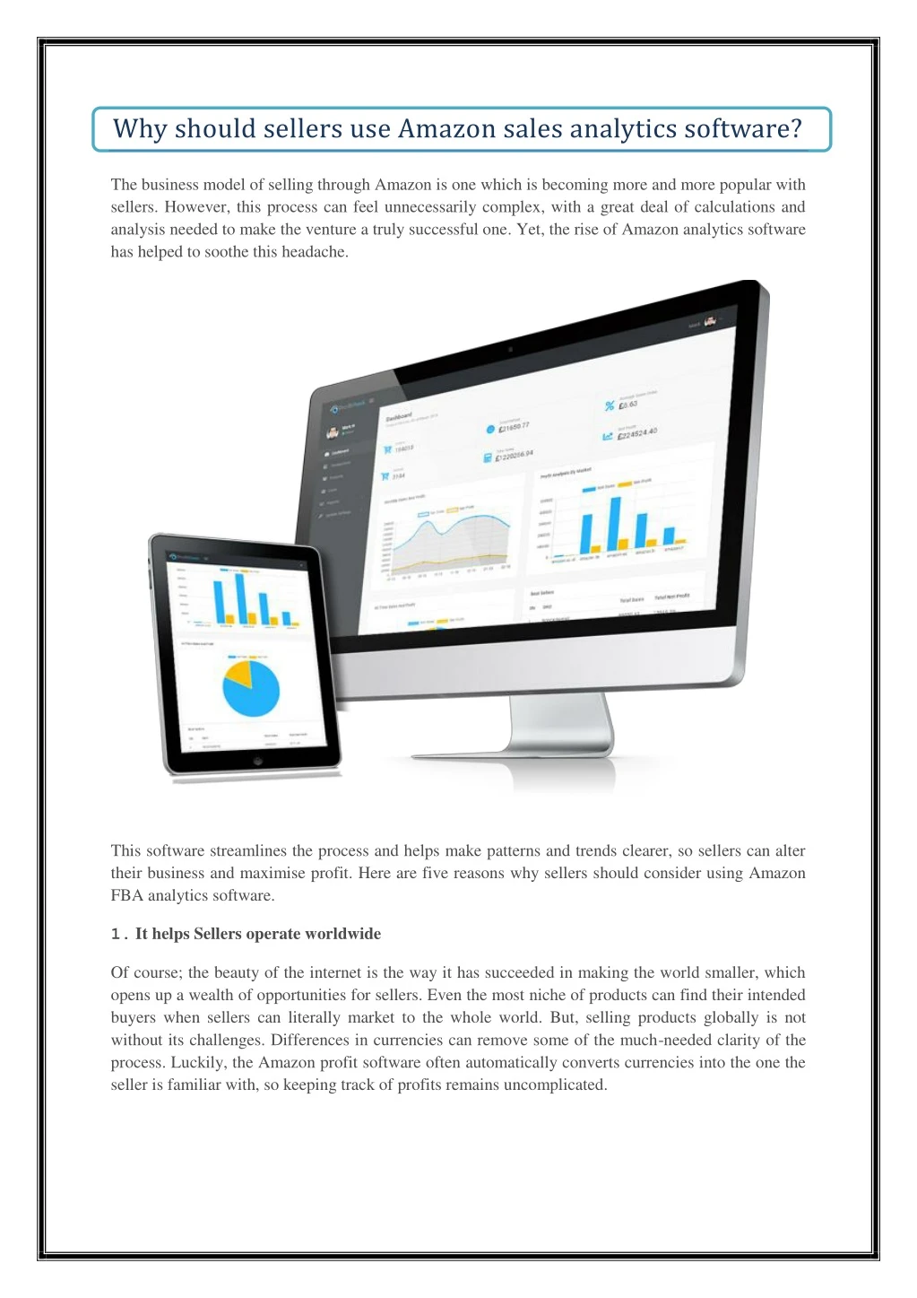 why should sellers use amazon sales analytics