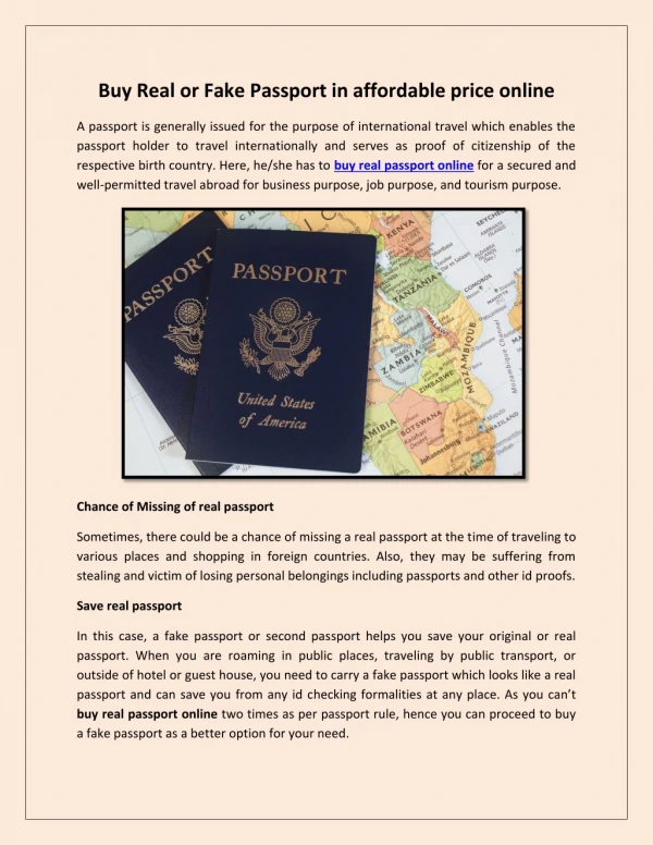Buy Real or Fake Passport in affordable price online