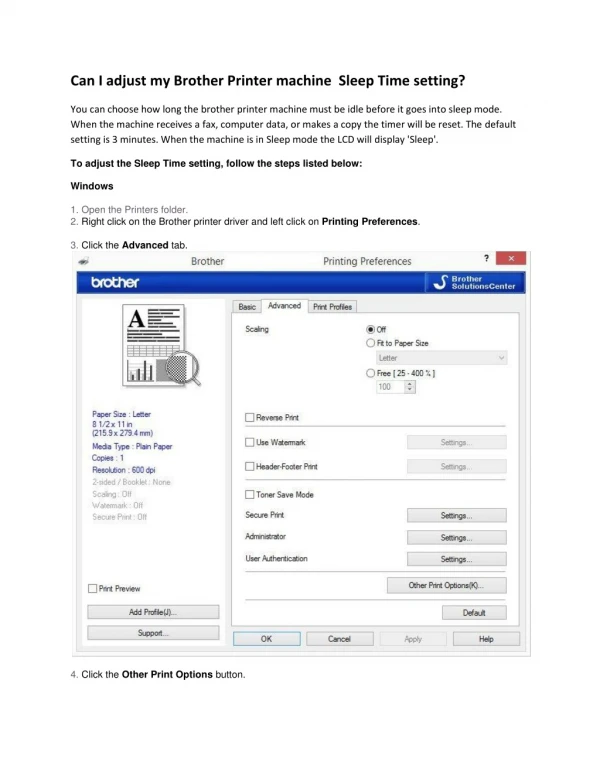Can I adjust my Brother Printer machine Sleep Time setting?