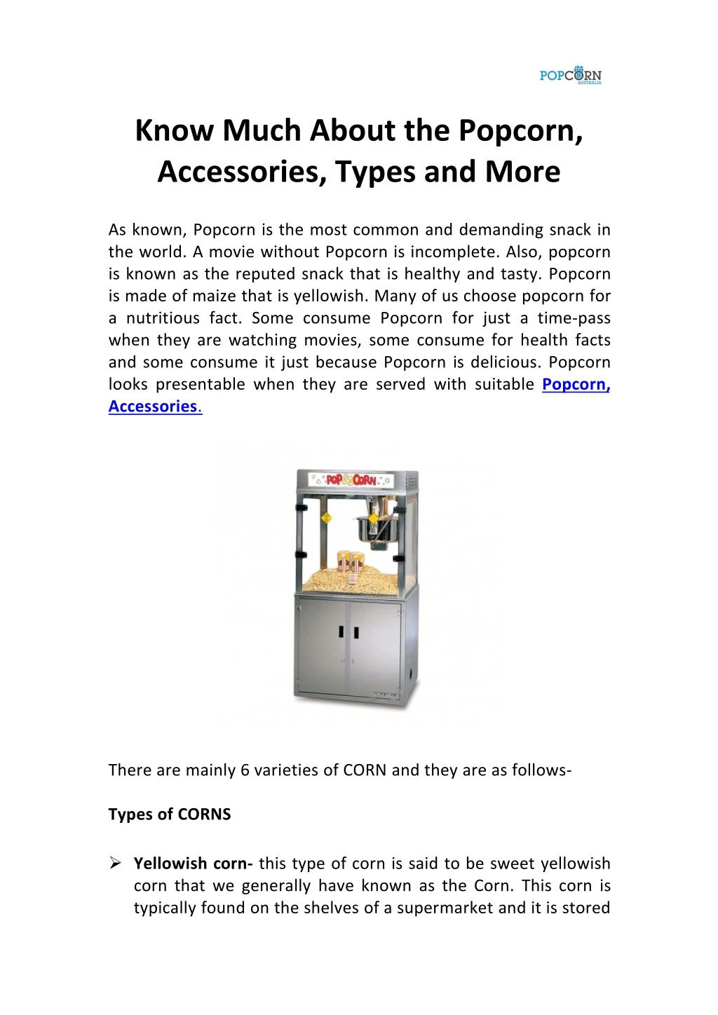 know much about the popcorn accessories types