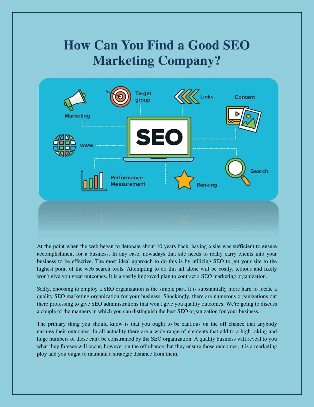 how can you find a good seo marketing company