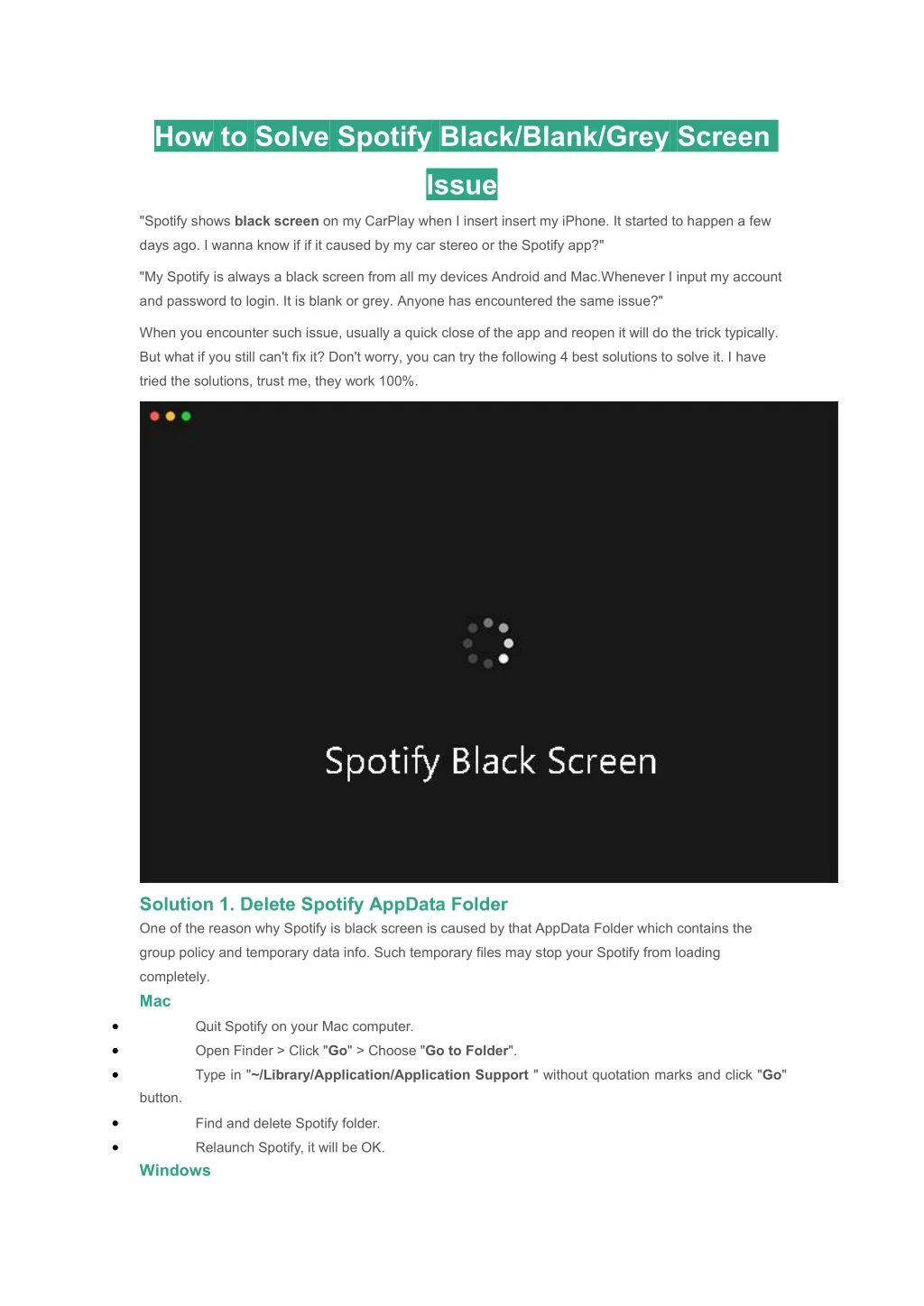 how to solve spotify black blank grey screen