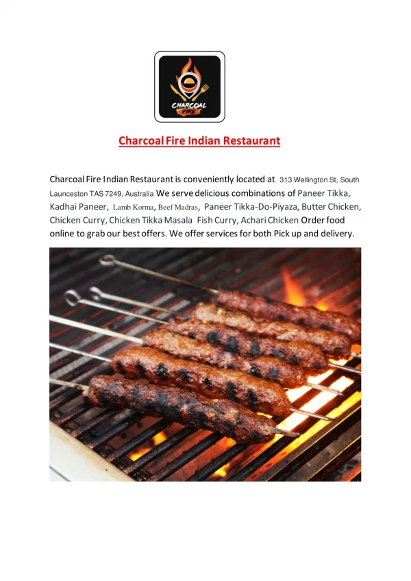 10% off - Charcoal fire indian restaurant Menu | Indian restaurant in launceston