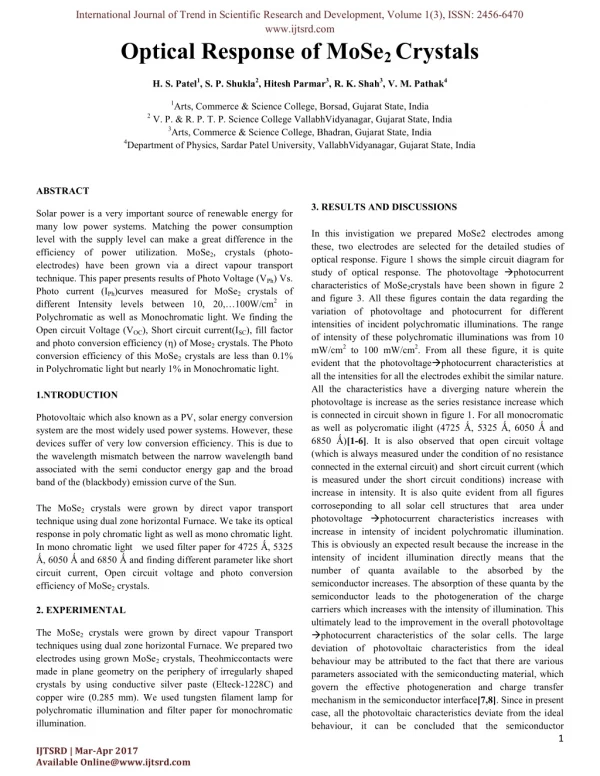 Optical Response of MoSe2 Crystals