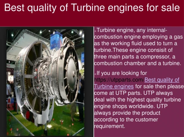 Best quality of Turbine engines for sale