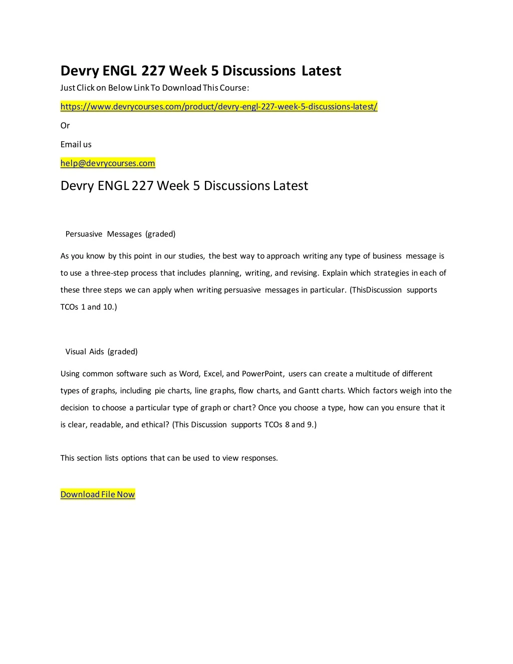 devry engl 227 week 5 discussions latest just