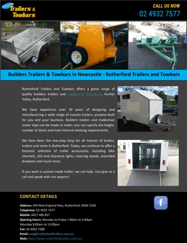 Builders Trailers & Towbars in Newcastle - Rutherford Trailers and Towbars