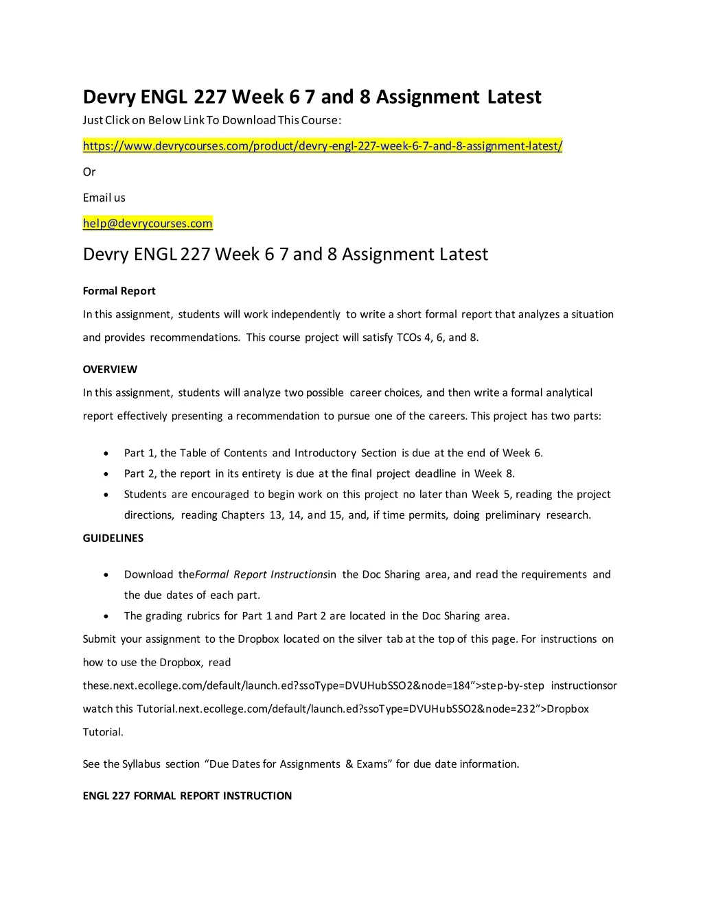 devry engl 227 week 6 7 and 8 assignment latest