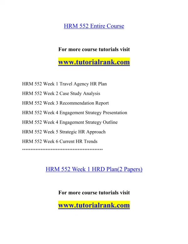 HRM 552 Effective Communication - tutorialrank.com