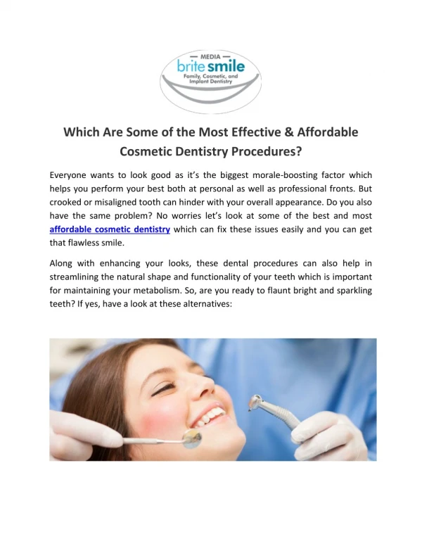 Which Are Some of the Most Effective & Affordable Cosmetic Dentistry Procedures?