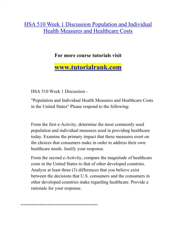 HSA 510 Effective Communication - tutorialrank.com