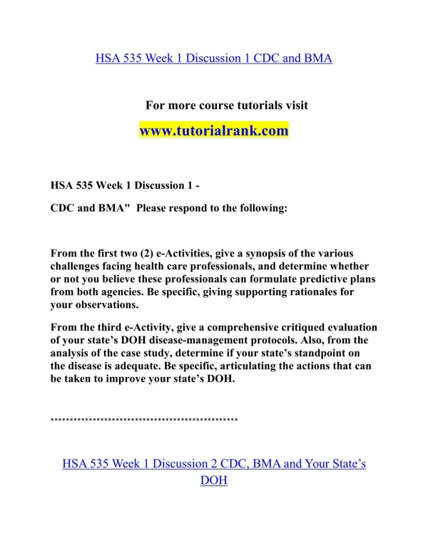 HSA 535 Effective Communication - tutorialrank.com