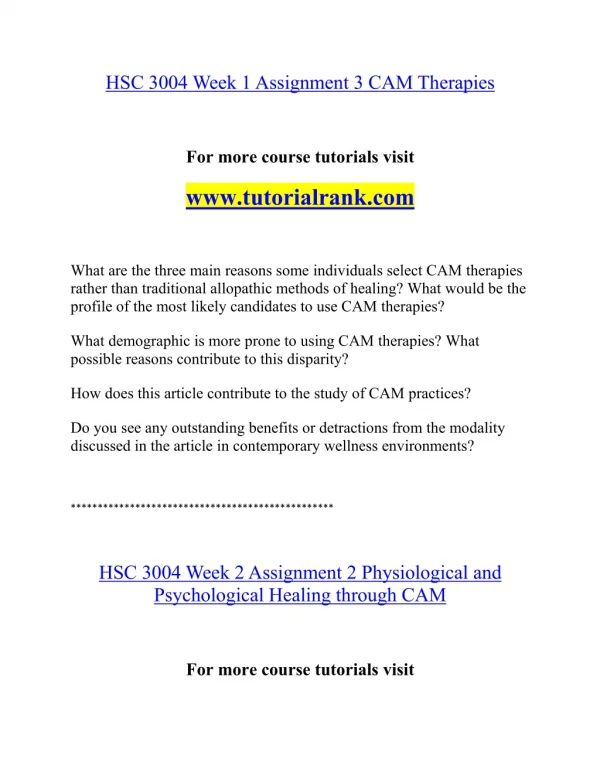 HSC 3004 Effective Communication - tutorialrank.com