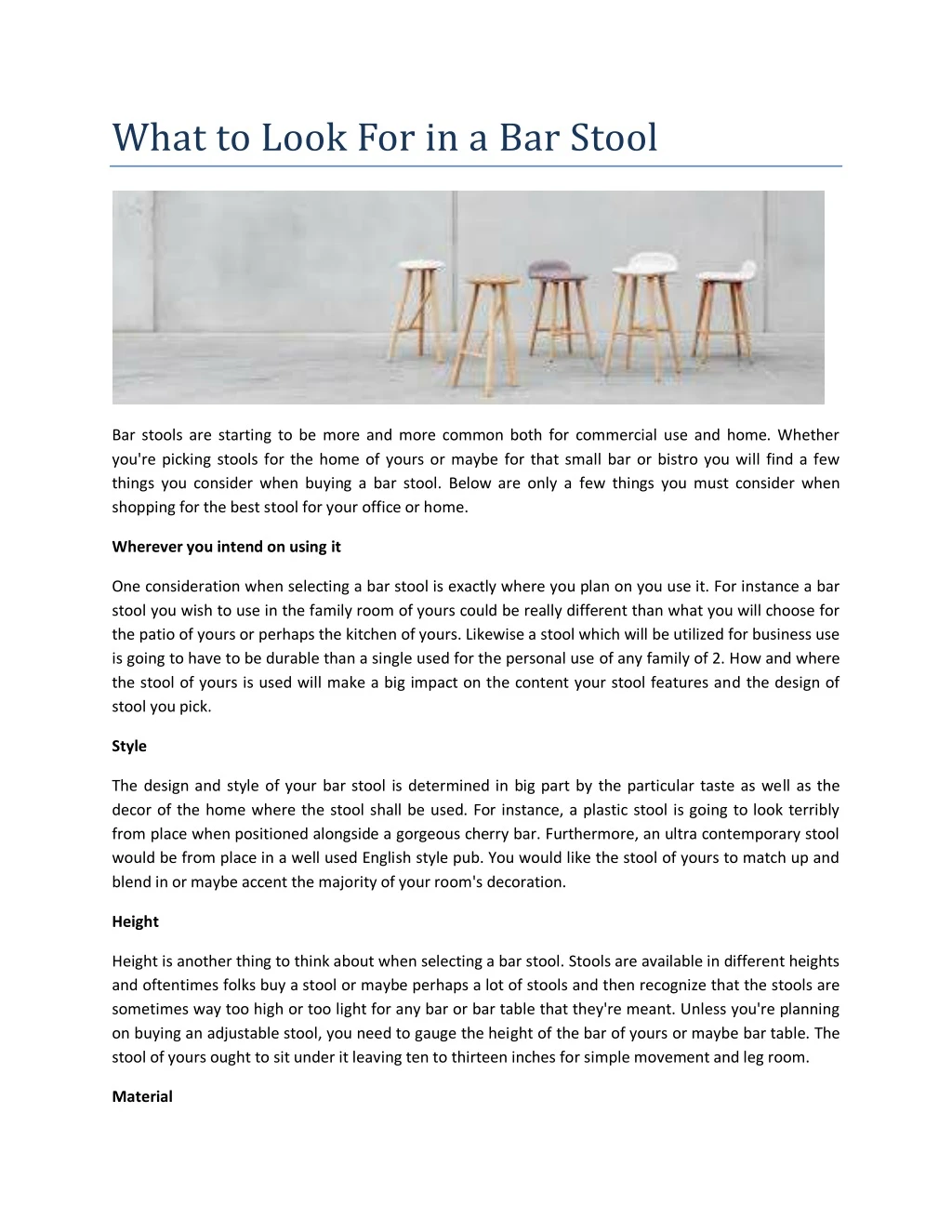 what to look for in a bar stool