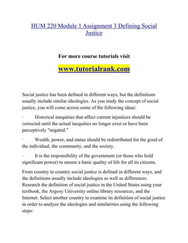 HUM 220 Effective Communication - tutorialrank.com