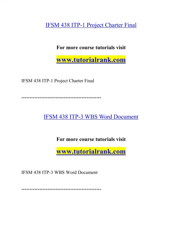 IFSM 438 Effective Communication - tutorialrank.com
