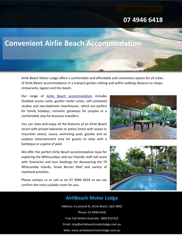 Convenient Airlie Beach Accommodation