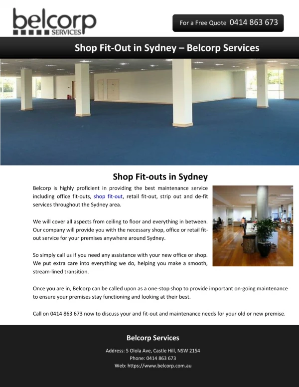 Shop Fit-Out in Sydney – Belcorp Services