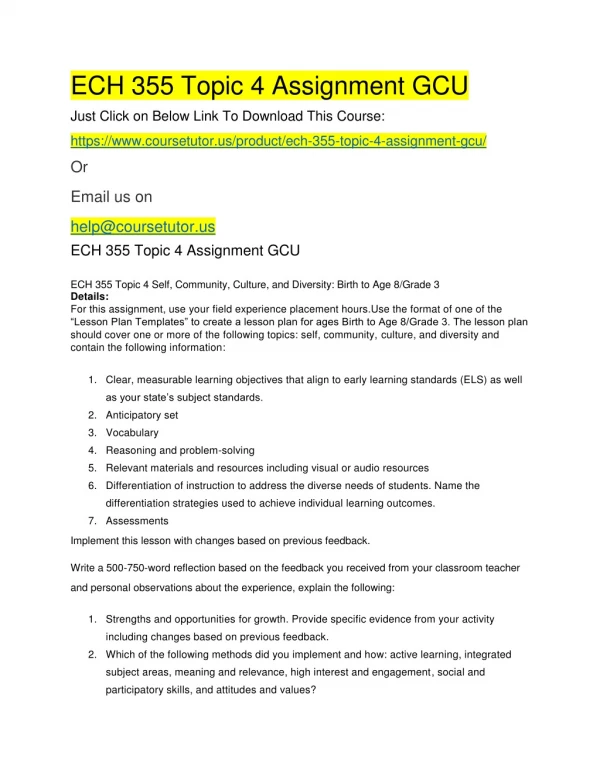 ech 355 topic 4 assignment gcu