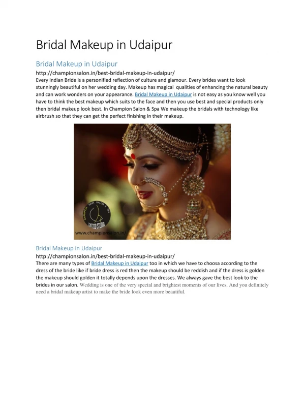 Bridal Makeup in Udaipur