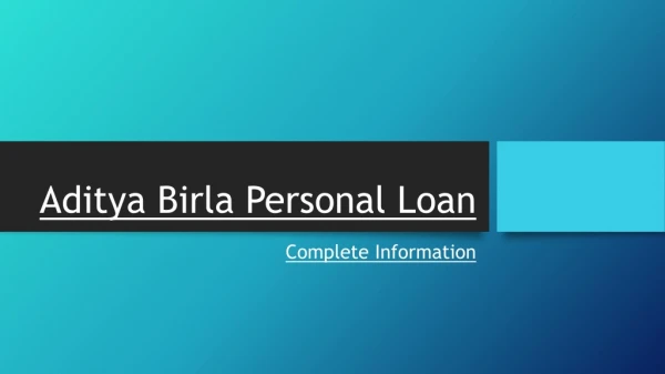 Aditya Birla Finance Personal Loan