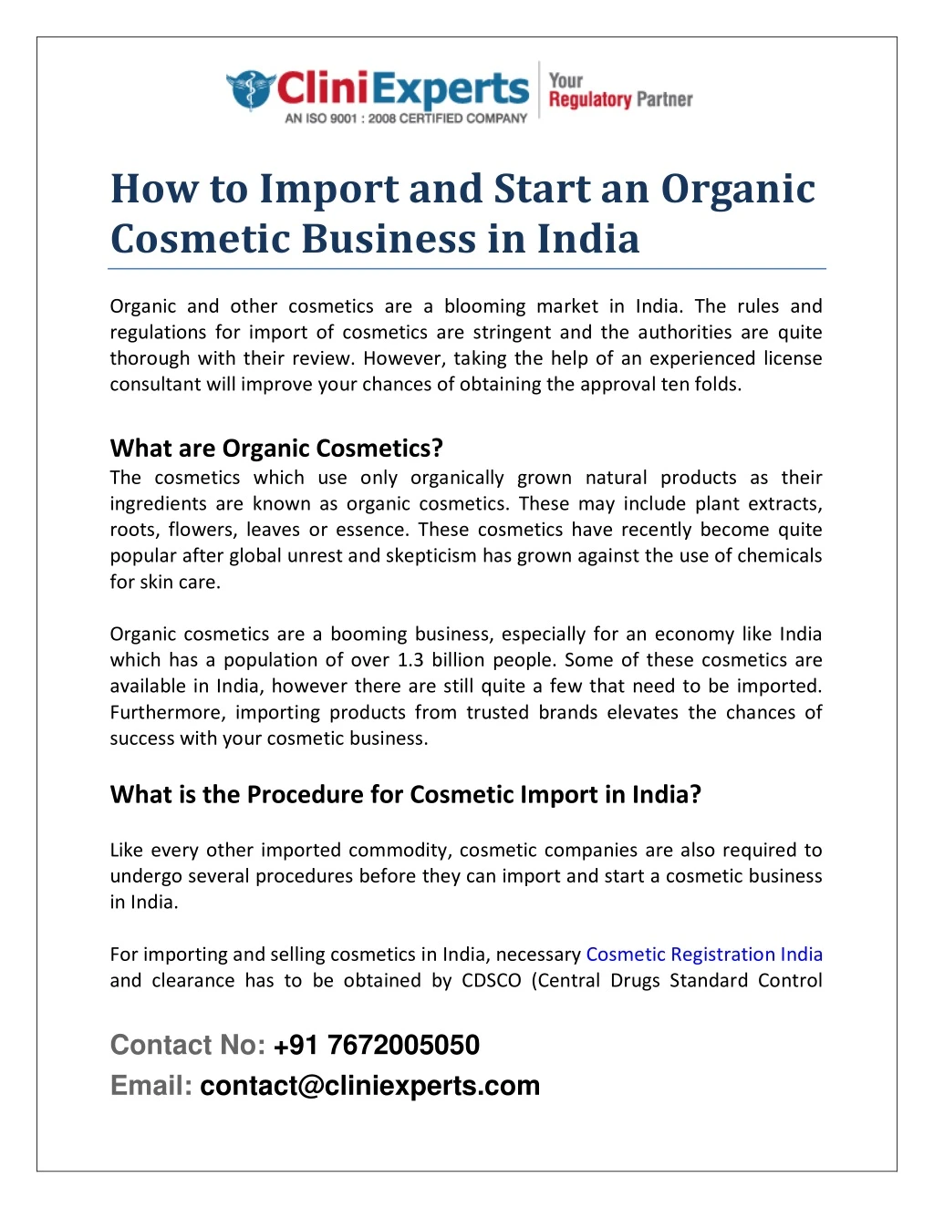 how to import and start an organic cosmetic