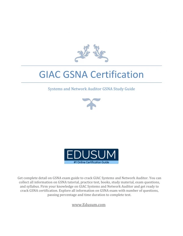 GSNA Systems and Network Auditor Certification guide and Latest Questions Answers