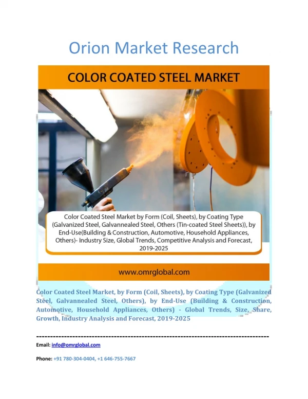 Color Coated Steel Market: Industry Growth, Size, Share and Forecast 2019-2025