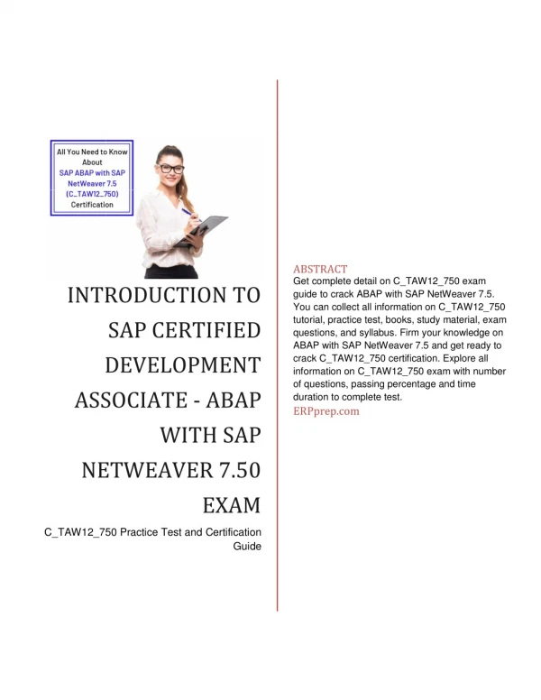 INTRODUCTION TO SAP CERTIFIED DEVELOPMENT ASSOCIATE - ABAP WITH SAP NETWEAVER 7.50 EXAM