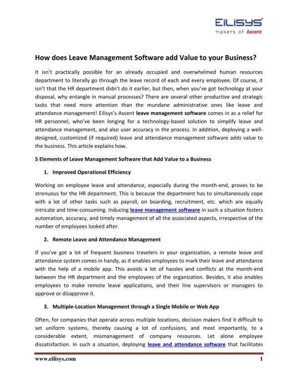 How does Leave Management Software add Value to your Business?