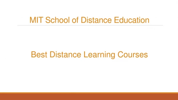 Best Distance Learning Courses - MIT School of Distance Education