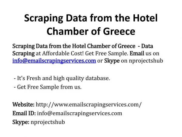 Scraping Data from the Hotel Chamber of Greece
