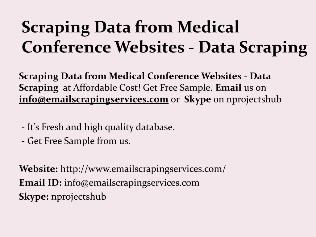 scraping data from medical conference websites data scraping