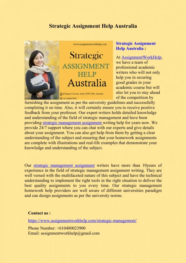 Strategic Assignment Help Australia
