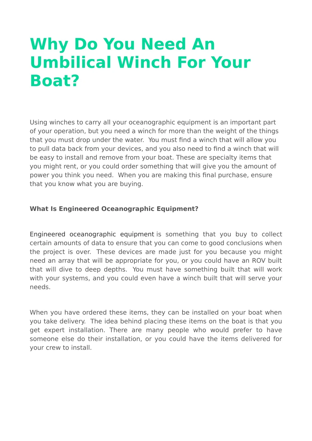why do you need an umbilical winch for your boat