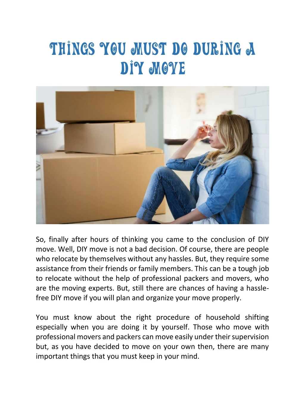 things you must do during a diy move