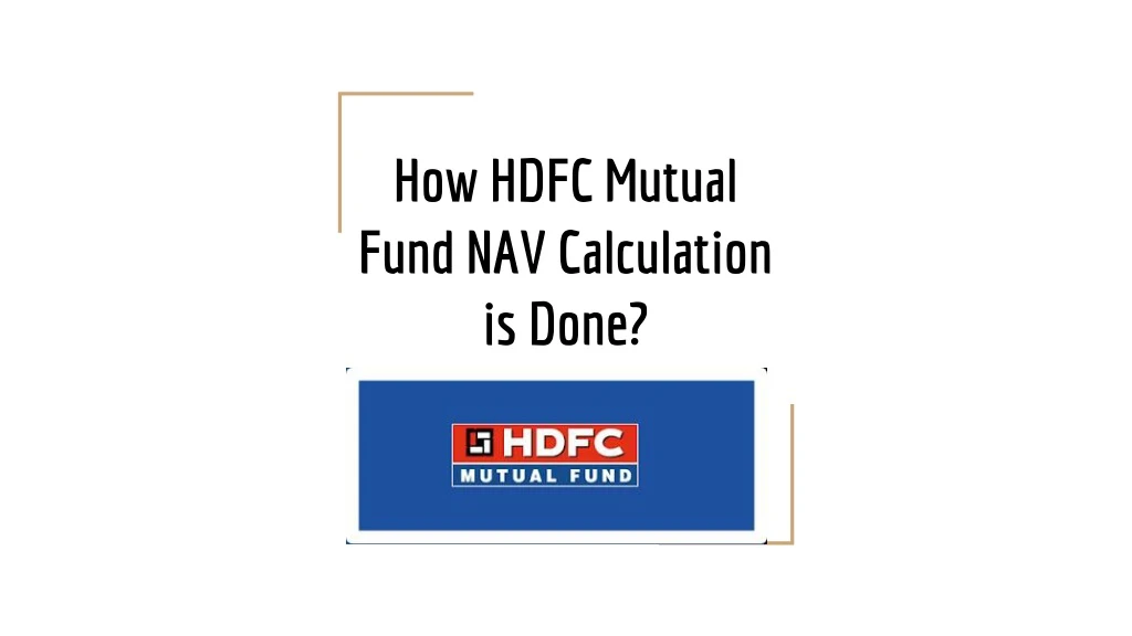 how hdfc mutual fund nav calculation is done
