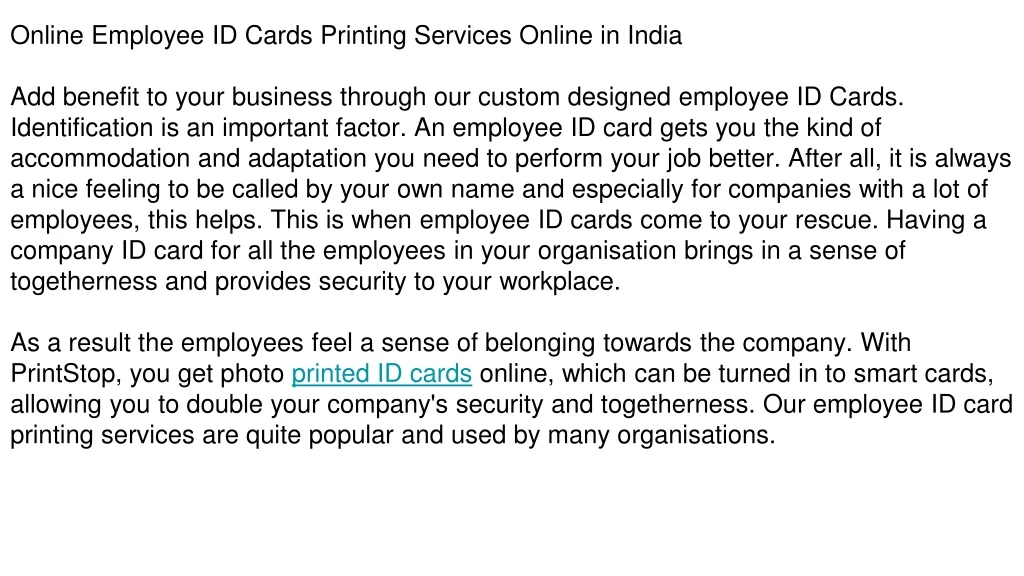 online employee id cards printing services online
