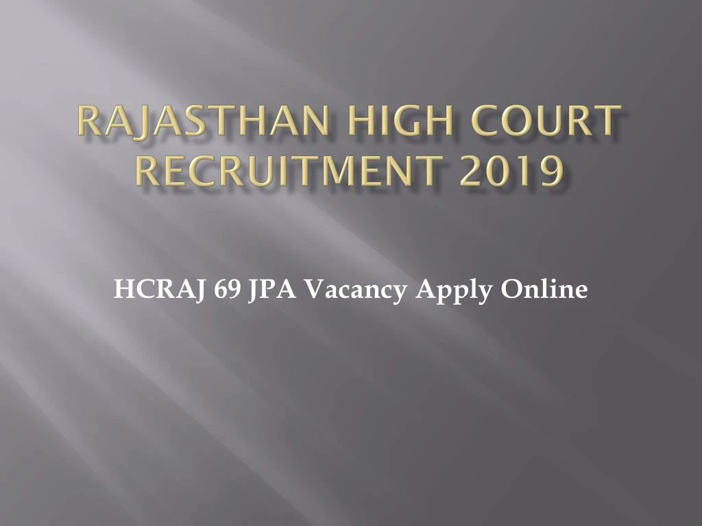 rajasthan high court recruitment 2019