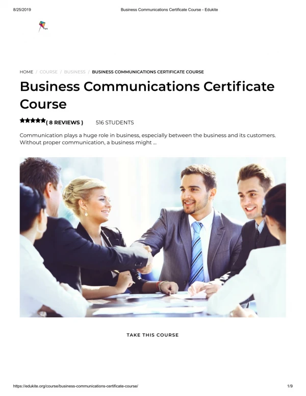 Business Communications Certificate Course - Edukite